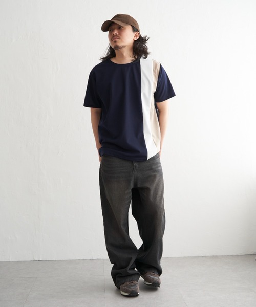 NO NEED(ノーニード)の「タテ切り替えT(Tシャツ/カットソー・メンズ・ホワイト/チャコール/ネイビー・M/L/LL)」の11枚目の写真