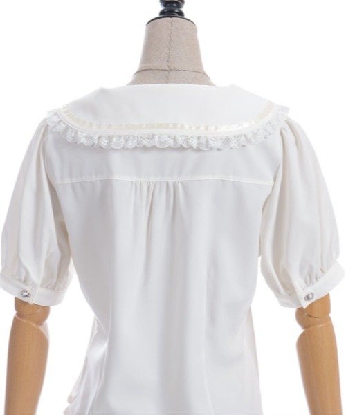 axes femme POETIQUE（アクシーズファムポエティック）の「リボン付チューリップ刺繍ブラウス（シャツ/ブラウス・レディース・キナリ/ネイビー/ラベンダー・MEDIUM）」の15枚目の写真