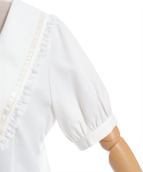 axes femme POETIQUE（アクシーズファムポエティック）の「リボン付チューリップ刺繍ブラウス（シャツ/ブラウス・レディース・キナリ/ネイビー/ラベンダー・MEDIUM）」の16枚目の写真