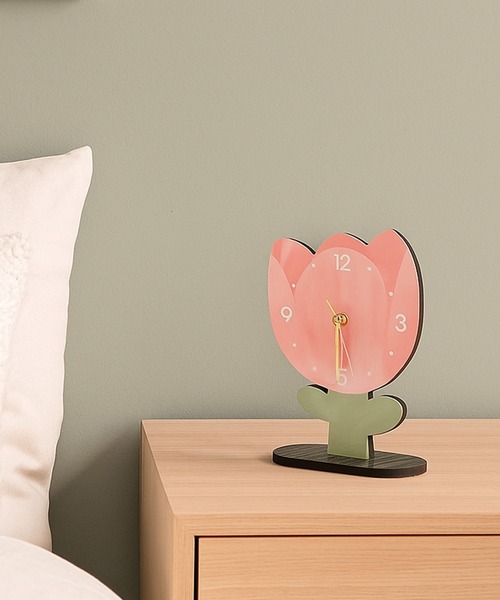 ammy.（エイミードット）の「【 ammy. / エイミードット 】 韓国インテリア風 フラワー 置時計（置時計・レディース・ピンク/ホワイト・FREE）」の2枚目の写真