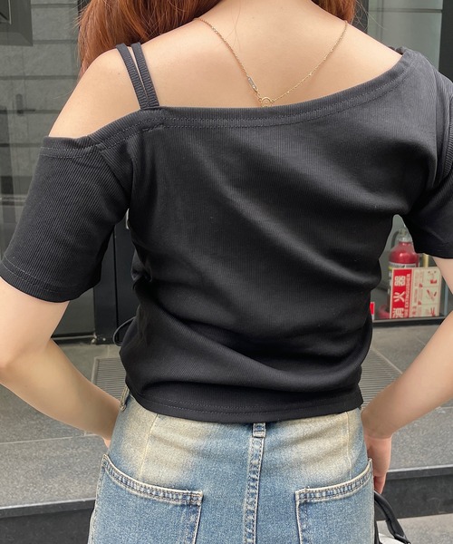 ROGER AND RAW(ロジャーアンドロウ)の「ワンショルダー半袖ドロストトップス(Tシャツ/カットソー・レディース・ホワイト/ブラック/グレー/杢グレー/カーキ・FREE)」の18枚目の写真