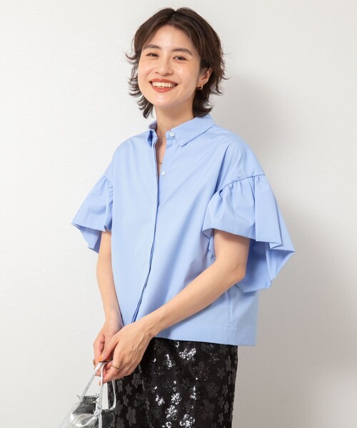 NOLLEY’S（ノーリーズ）の「ラッフルスリーブブラウス（シャツ/ブラウス・レディース・チャコールグレー/ベビーピンク/サックスブルー/ホワイト・38）」の6枚目の写真