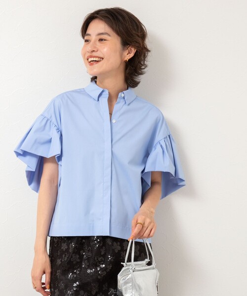 NOLLEY’S（ノーリーズ）の「ラッフルスリーブブラウス（シャツ/ブラウス・レディース・チャコールグレー/ベビーピンク/サックスブルー/ホワイト・38）」の8枚目の写真