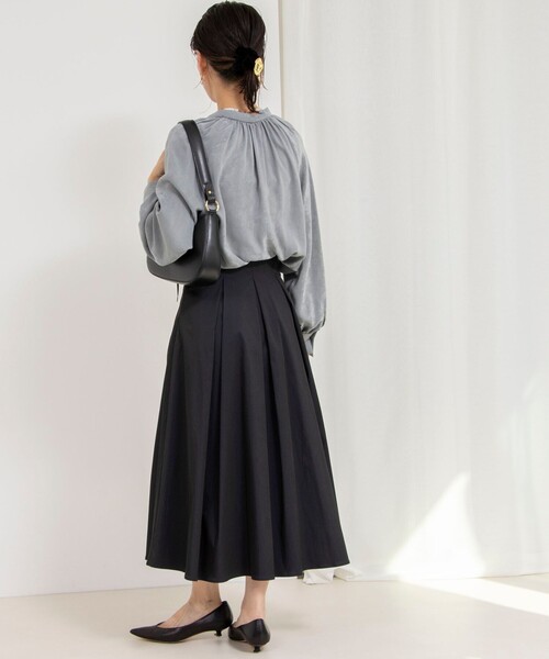 NOLLEY’S Sophi（ノーリーズソフィ）の「【追加】ウォッシャブルタフタタックフレアスカート（スカート・レディース・ブラック/ベージュ・38/36/34）」の5枚目の写真