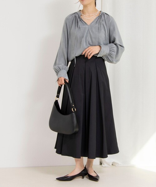 NOLLEY’S Sophi（ノーリーズソフィ）の「【追加】ウォッシャブルタフタタックフレアスカート（スカート・レディース・ブラック/ベージュ・38/36/34）」の6枚目の写真