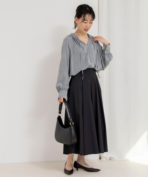 NOLLEY’S Sophi（ノーリーズソフィ）の「【追加】ウォッシャブルタフタタックフレアスカート（スカート・レディース・ブラック/ベージュ・38/36/34）」の7枚目の写真