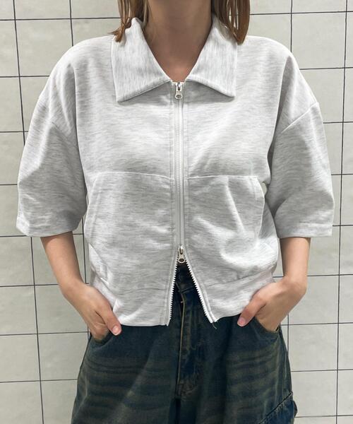 WOND（ウォンド）の「WOND/WジップSSトップ（スウェット・レディース・杢グレー/ブラック/ホワイト・FREE）」の14枚目の写真