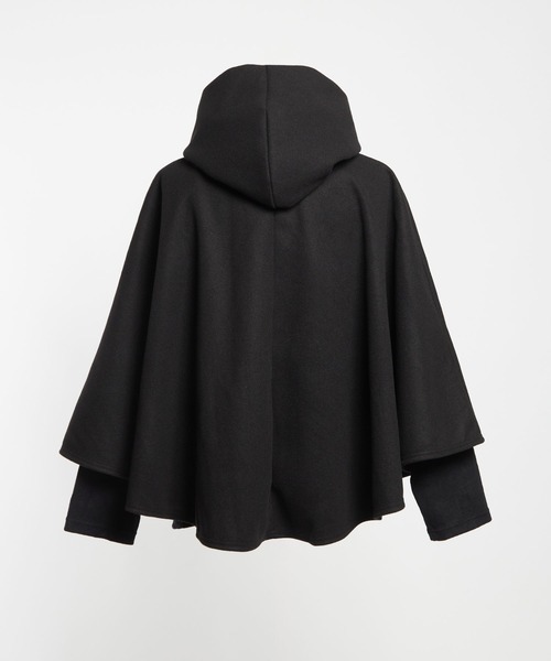 KURUMIポンチョ 予約]ハイネックポンチョニットパンツセットアップ/ブラック