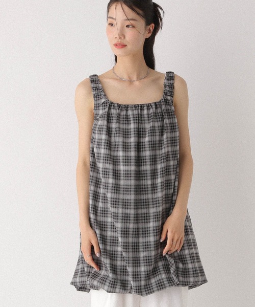 Heather（ヘザー）の「ギャザーバルーンミニワンピース　497384（ワンピース・レディース・オフホワイト/グレー系その他/ブラック・FREE）」の21枚目の写真