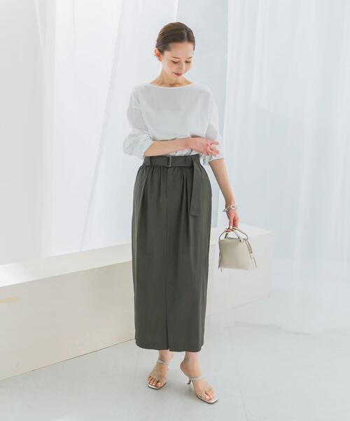 URBAN RESEARCH ROSSO WOMEN（アーバンリサーチ　ロッソ）の「ベルト付スカート（スカート・レディース・オレンジ/ホワイト/カーキ・FREE）」の4枚目の写真