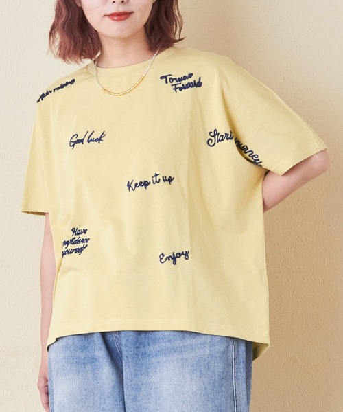 ルージュ『パリより愛を込めて』文字刺繍 Tシャツ　レアな商品 楽天市場】ロゴTシャツ / 公式 CUBE SUGAR OE天竺 カレッジロゴ