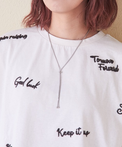 セール】21/-OE天竺ランダムロゴ刺繍Tシャツ（Tシャツ