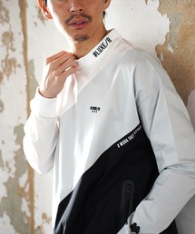 (RM)【LUXE/R GOLF】ストレッチ クロス 切り替え 配色 モックネック プルオーバー シャツ