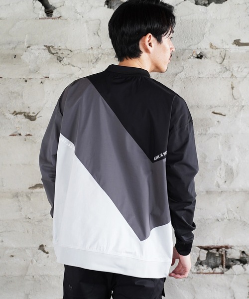 LUXE/R GOLF（ラグジュ ゴルフ）の「(RM)【LUXE/R GOLF】ストレッチ クロス 切り替え 配色 モックネック プルオーバー シャツ（スウェット・メンズ・ベージュ系/ブラック系/ホワイト系・L/XL/M）」の17枚目の写真