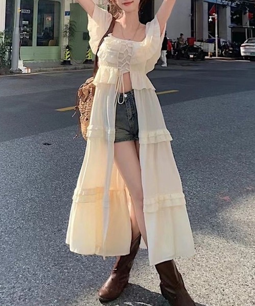 GLAMOROUS JANE(グラマラスジェーン)の「オフショルティアードフリルロングチュニック(シャツ/ブラウス・レディース・アイボリー・M/L)」の5枚目の写真