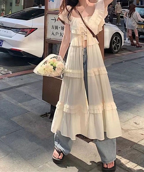GLAMOROUS JANE(グラマラスジェーン)の「オフショルティアードフリルロングチュニック(シャツ/ブラウス・レディース・アイボリー・M/L)」の9枚目の写真