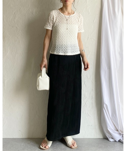Descente luxe シースルー半袖カットソー　Lサイズ Descente luxe シースルー半袖カットソー Lサイズ