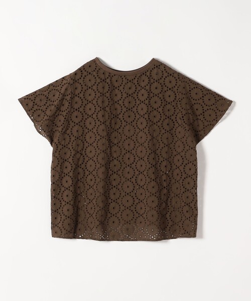 quaranciel(カランシエル)の「quaranciel:〈手洗い可能〉フラワー 刺繍 アイレット ハーフスリーブ プルオーバー(シャツ/ブラウス・レディース・ホワイト/ブラウン/ブラック・ONE SIZE)」の11枚目の写真