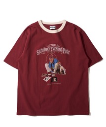 TETE HOMME（テットオム）の「【THE SATURDAY EVENING POST】Cover girl グラフィックプリントリンガーTシャツ（Tシャツ/カットソー）」