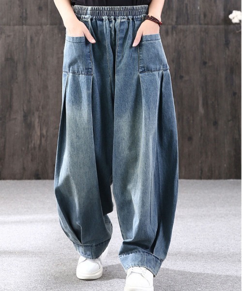 SallyLunn(サリーラン)の「ワイドデニムサルエルパンツ(その他パンツ・レディース・ブルー・MEDIUM/LARGE)」の3枚目の写真