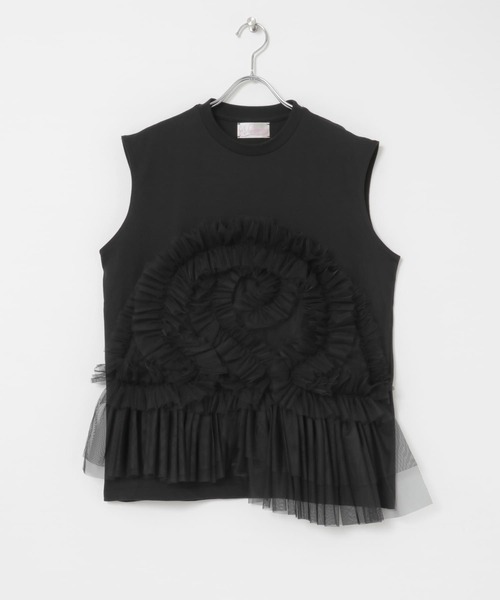 セール】VIVIANO Tulle Sleeveless T-shirts（Tシャツ