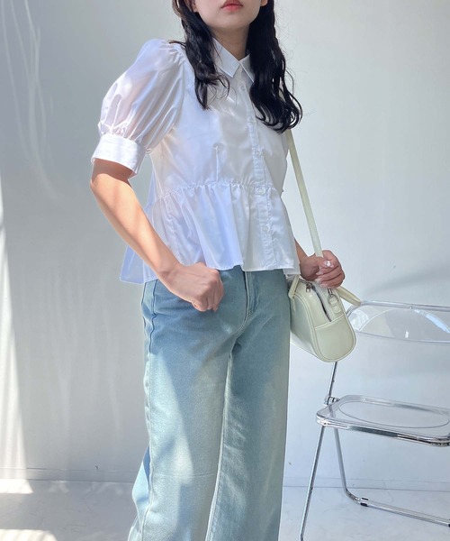 AS KNOW AS plus(アズノゥアズプラス)の「●パフスリーブ ぺプラムブラウス(シャツ/ブラウス・レディース・ブルー系/サックスブルー/オフホワイト・FREE)」の15枚目の写真