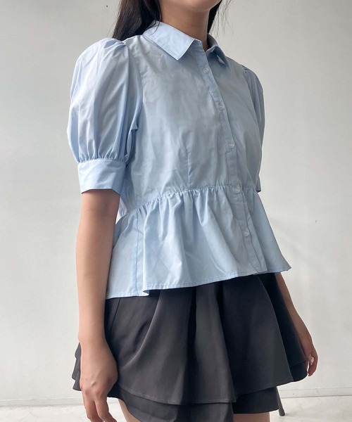 AS KNOW AS plus(アズノゥアズプラス)の「●パフスリーブ ぺプラムブラウス(シャツ/ブラウス・レディース・ブルー系/サックスブルー/オフホワイト・FREE)」の12枚目の写真