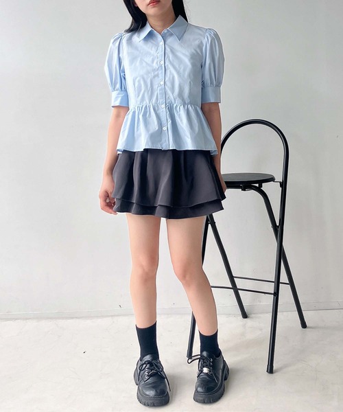 AS KNOW AS plus(アズノゥアズプラス)の「●パフスリーブ ぺプラムブラウス(シャツ/ブラウス・レディース・ブルー系/サックスブルー/オフホワイト・FREE)」の14枚目の写真