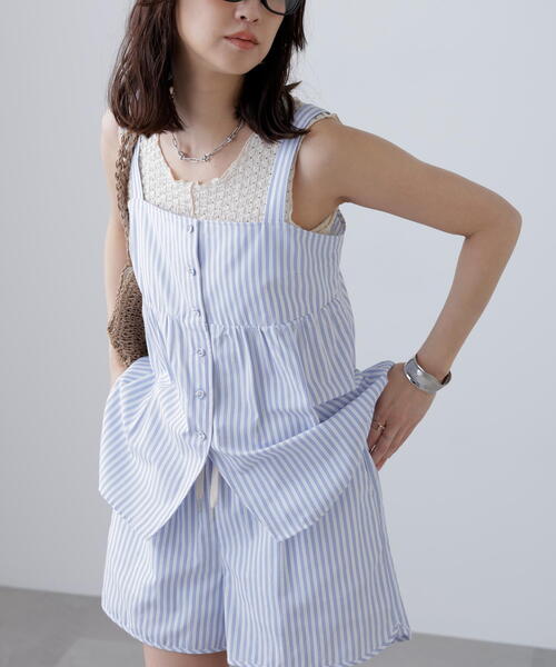 FREE'S MART（フリーズマート）の「◆〈セットアップ対応〉ストライプキャミソール（シャツ/ブラウス・レディース・ホワイト系その他/ブラウン系その他・FREE）」の4枚目の写真