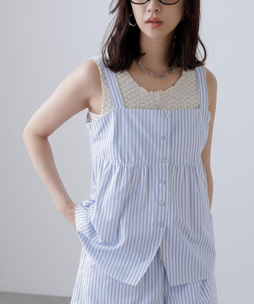 FREE'S MART（フリーズマート）の「◆〈セットアップ対応〉ストライプキャミソール（シャツ/ブラウス・レディース・ホワイト系その他/ブラウン系その他・FREE）」の5枚目の写真