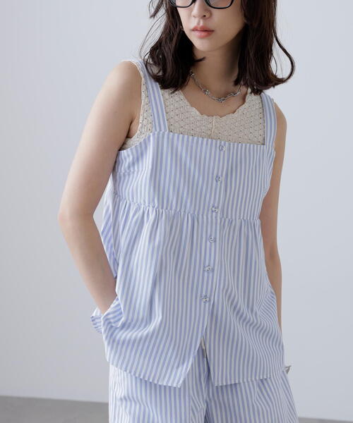 FREE'S MART（フリーズマート）の「◆〈セットアップ対応〉ストライプキャミソール（シャツ/ブラウス・レディース・ホワイト系その他/ブラウン系その他・FREE）」の6枚目の写真