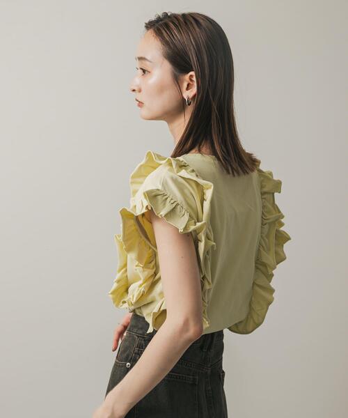 SENSE OF PLACE by URBAN RESEARCH(センスオブプレイスバイアーバンリサーチ)の「ギャザーフリルトップ(Tシャツ/カットソー・レディース・ベージュ/オフホワイト/チャコールグレー/ブラック・ONE)」の5枚目の写真