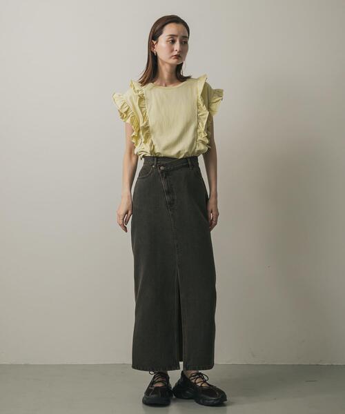 SENSE OF PLACE by URBAN RESEARCH(センスオブプレイスバイアーバンリサーチ)の「ギャザーフリルトップ(Tシャツ/カットソー・レディース・ベージュ/オフホワイト/チャコールグレー/ブラック・ONE)」の7枚目の写真