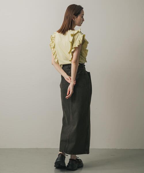 SENSE OF PLACE by URBAN RESEARCH(センスオブプレイスバイアーバンリサーチ)の「ギャザーフリルトップ(Tシャツ/カットソー・レディース・ベージュ/オフホワイト/チャコールグレー/ブラック・ONE)」の8枚目の写真