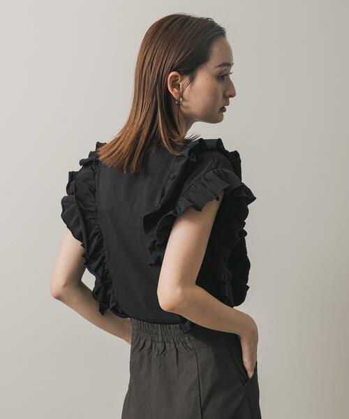 SENSE OF PLACE by URBAN RESEARCH(センスオブプレイスバイアーバンリサーチ)の「ギャザーフリルトップ(Tシャツ/カットソー・レディース・ベージュ/オフホワイト/チャコールグレー/ブラック・ONE)」の18枚目の写真