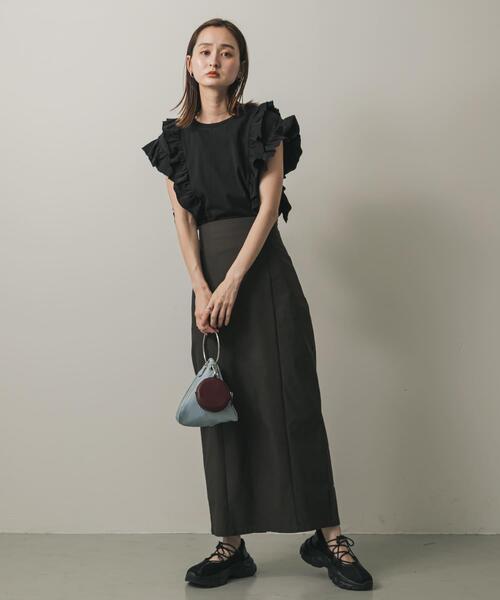 SENSE OF PLACE by URBAN RESEARCH(センスオブプレイスバイアーバンリサーチ)の「ギャザーフリルトップ(Tシャツ/カットソー・レディース・ベージュ/オフホワイト/チャコールグレー/ブラック・ONE)」の19枚目の写真