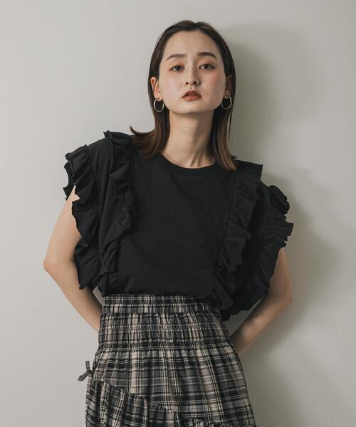 SENSE OF PLACE by URBAN RESEARCH(センスオブプレイスバイアーバンリサーチ)の「ギャザーフリルトップ(Tシャツ/カットソー・レディース・ベージュ/オフホワイト/チャコールグレー/ブラック・ONE)」の20枚目の写真