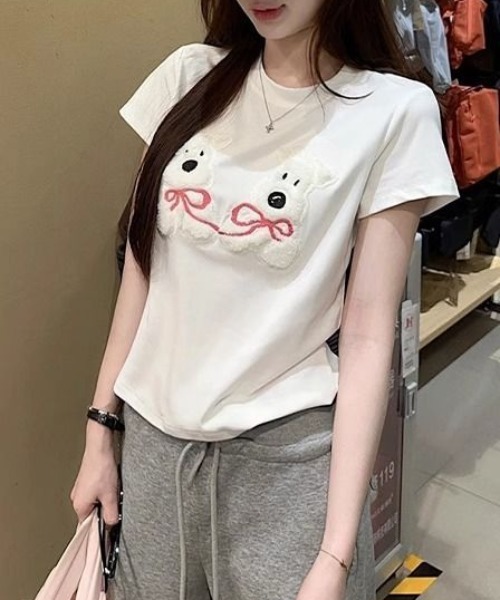 Vipoa(ヴィポア)の「Dog slim tee(Tシャツ/カットソー・レディース・ネイビー/ホワイト/ブラック・FREE)」の7枚目の写真