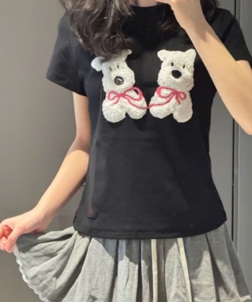Vipoa(ヴィポア)の「Dog slim tee(Tシャツ/カットソー・レディース・ネイビー/ホワイト/ブラック・FREE)」の13枚目の写真