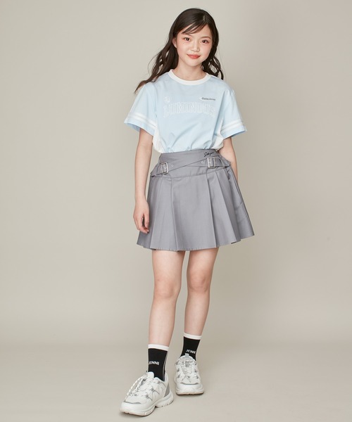 SISTER JENNI（SISTER JENNI）の「【ひんやり素材・UVカット】接触冷感ユニフォーム風配色切替T（Tシャツ/カットソー・キッズ・サックスブルー/ラベンダー/ブラック・150cm/160cm/130cm/140cm）」の9枚目の写真