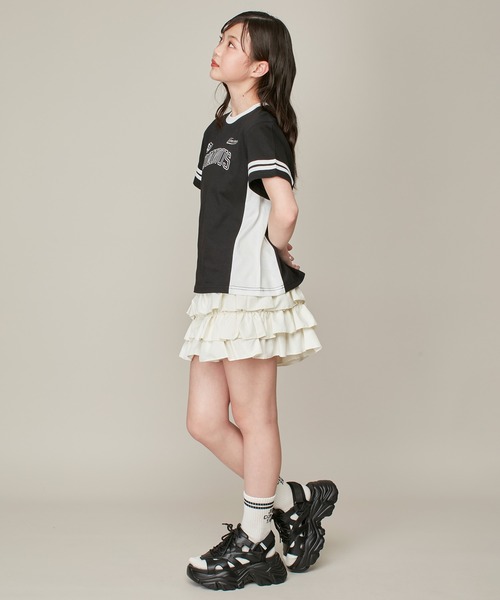 SISTER JENNI（SISTER JENNI）の「【ひんやり素材・UVカット】接触冷感ユニフォーム風配色切替T（Tシャツ/カットソー・キッズ・サックスブルー/ラベンダー/ブラック・150cm/160cm/130cm/140cm）」の6枚目の写真