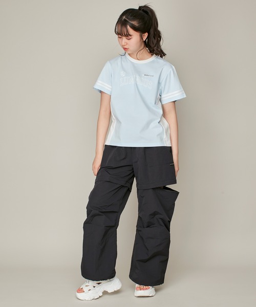 SISTER JENNI（SISTER JENNI）の「【ひんやり素材・UVカット】接触冷感ユニフォーム風配色切替T（Tシャツ/カットソー・キッズ・サックスブルー/ラベンダー/ブラック・150cm/160cm/130cm/140cm）」の11枚目の写真