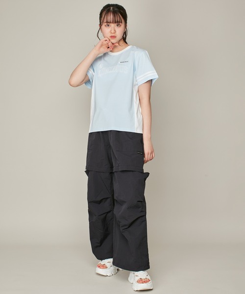 SISTER JENNI（SISTER JENNI）の「【ひんやり素材・UVカット】接触冷感ユニフォーム風配色切替T（Tシャツ/カットソー・キッズ・サックスブルー/ラベンダー/ブラック・150cm/160cm/130cm/140cm）」の12枚目の写真