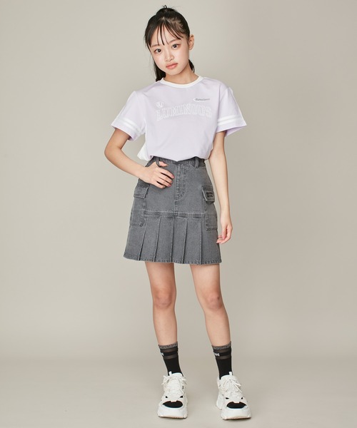 SISTER JENNI（SISTER JENNI）の「【ひんやり素材・UVカット】接触冷感ユニフォーム風配色切替T（Tシャツ/カットソー・キッズ・サックスブルー/ラベンダー/ブラック・150cm/160cm/130cm/140cm）」の14枚目の写真