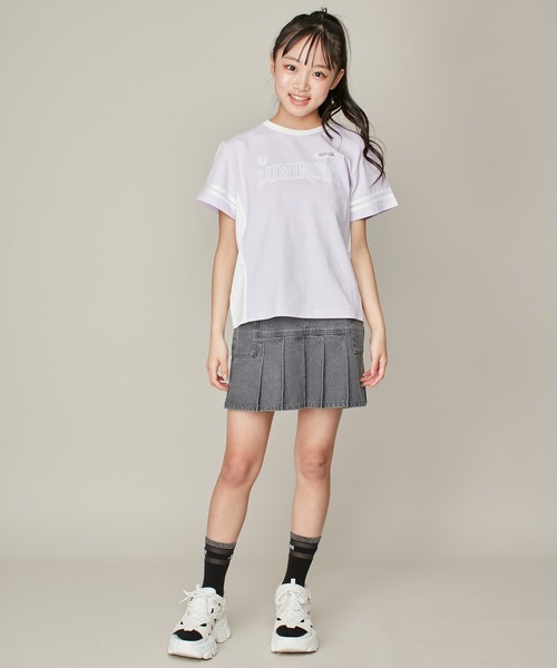 SISTER JENNI（SISTER JENNI）の「【ひんやり素材・UVカット】接触冷感ユニフォーム風配色切替T（Tシャツ/カットソー・キッズ・サックスブルー/ラベンダー/ブラック・150cm/160cm/130cm/140cm）」の16枚目の写真