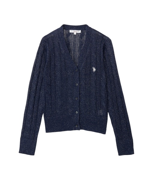 セール】【Ada.別注 U.S. POLO ASSN】ケーブル ラメ ニット V