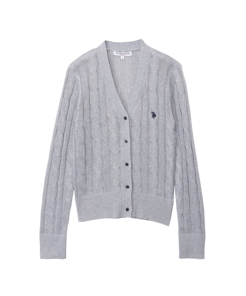 セール】【Ada.別注 U.S. POLO ASSN】ケーブル ラメ ニット V