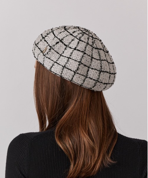 Chapeau d' O(シャポードオー)の「Chapeau d' O TM Check Tweed Beret / シャポードオー(ハンチング/ベレー帽・レディース・ブラック/ブルー/ホワイト・M/57.5cm)」の14枚目の写真