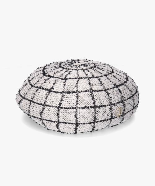 Chapeau d' O(シャポードオー)の「Chapeau d' O TM Check Tweed Beret / シャポードオー(ハンチング/ベレー帽・レディース・ブラック/ブルー/ホワイト・M/57.5cm)」の15枚目の写真