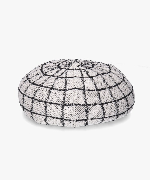 Chapeau d' O(シャポードオー)の「Chapeau d' O TM Check Tweed Beret / シャポードオー(ハンチング/ベレー帽・レディース・ブラック/ブルー/ホワイト・M/57.5cm)」の16枚目の写真